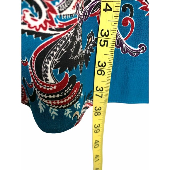 White House Black Market Blue Paisley Mock Neck With Tie Dress Size Small - Picture 8 of 11